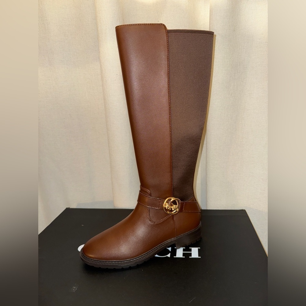 Coach Women's FarrahLogo Buckle Riding Boots NWT 6.5 - Picture 3 of 11